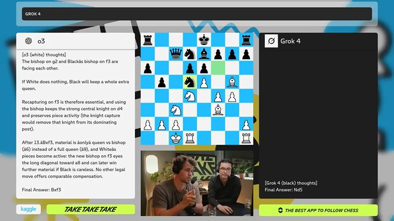 OpenAI o3 обыграл Grok в шахматном турнире ИИ: Carlsen высмеивает поражение Grok