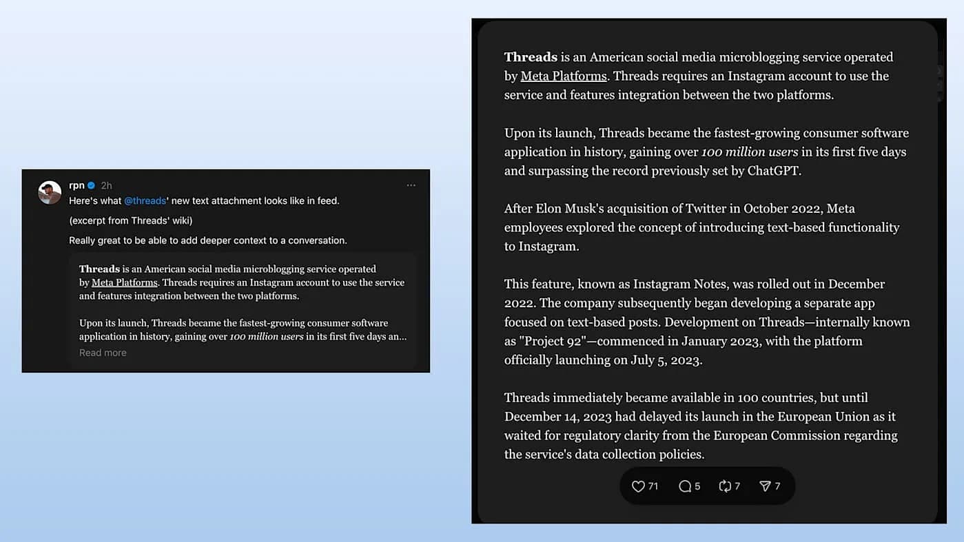 Meta тестирует длинные тексты в Threads