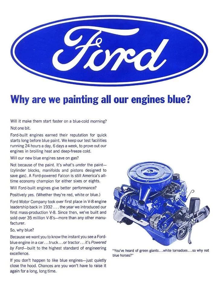 Почему двигатели Ford были синими