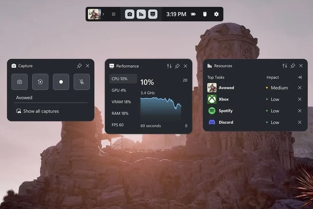 Microsoft обновила игровую панель Windows