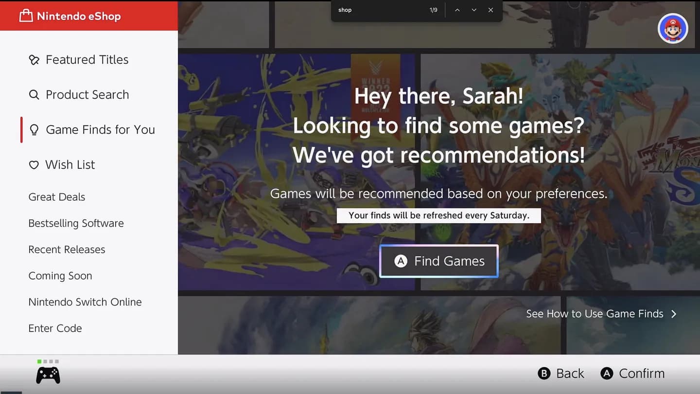 Первые взгляды на обновленный eShop для Nintendo Switch 2