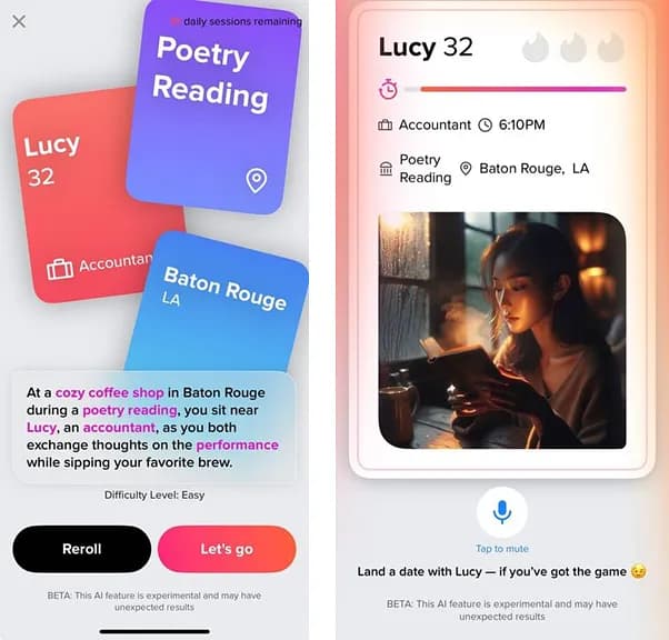 Флирт с ИИ: новая игра Tinder «Game Game»