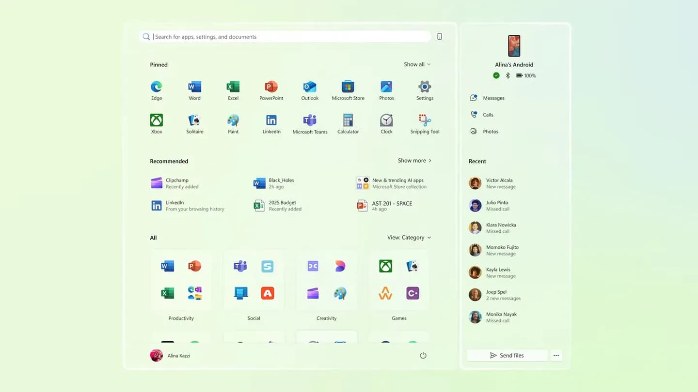 Microsoft собирается переработать меню Пуск в Windows 11
