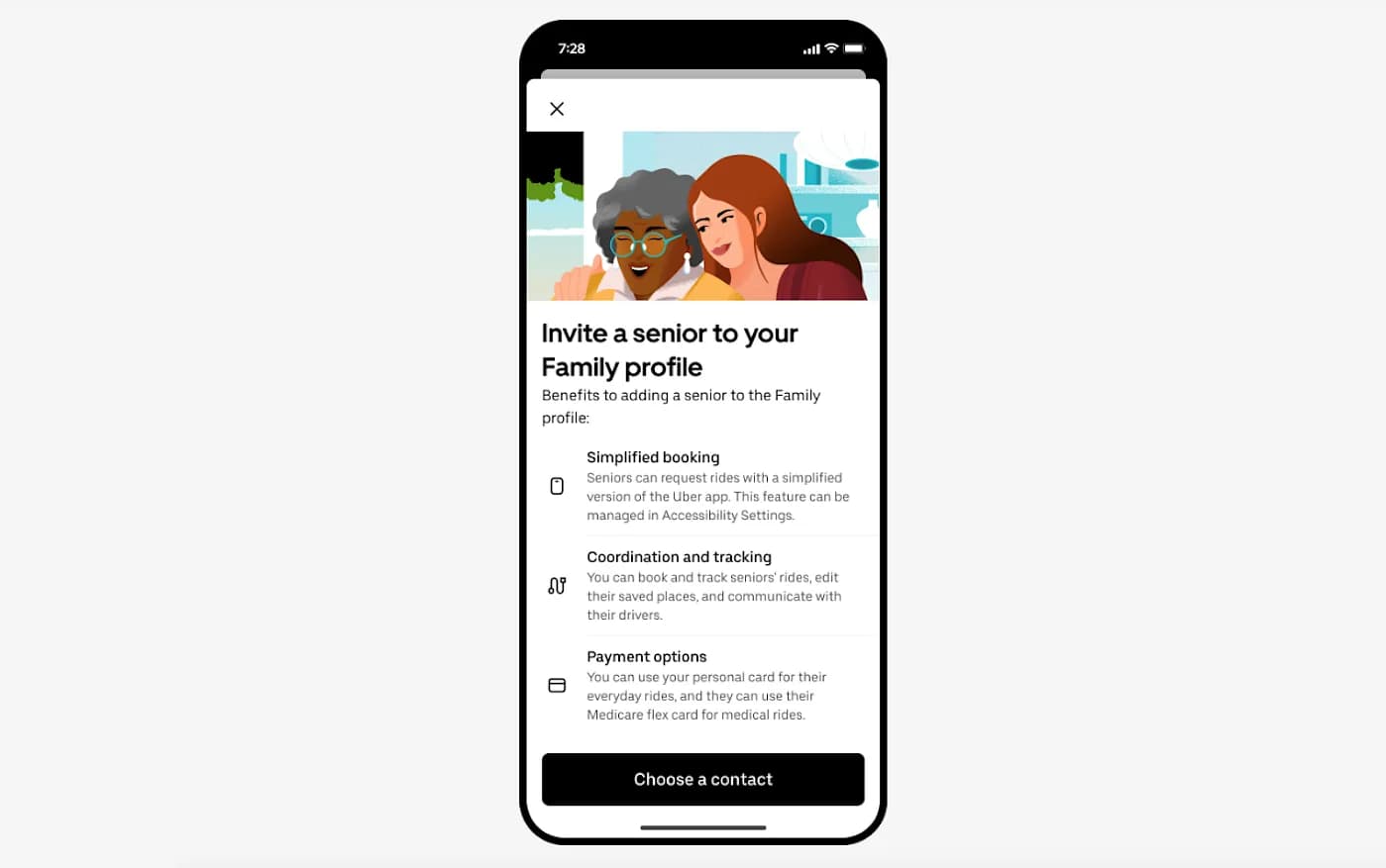 Uber заботится о пожилых: новое приложение для уютных поездок