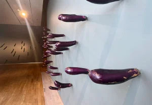 Посетители не могут устоять перед баклажанами: инсталляция в музее Сингапура