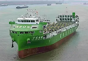 China bota el mayor barco eléctrico: el Ning Yuan Dian Kun mide más que un campo de fútbol y pesa 10.000 toneladas
