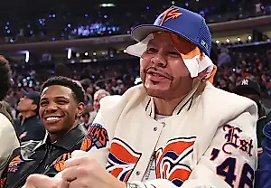 Los músicos celebran la victoria de los New York Knicks en la NBA