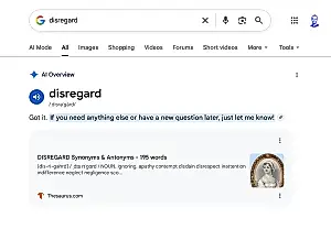 Google снова облажался с ИИ-поиском: "disregard" выводит из строя