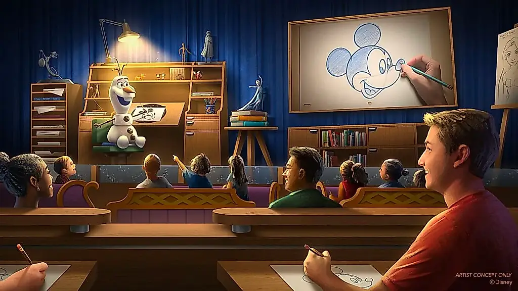 Olaf enseña a dibujar en Disney World