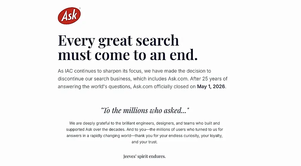 Ask.com закрылся после 30 лет работы