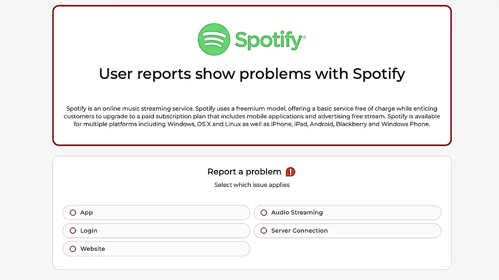 Spotify deja de funcionar temporalmente para algunos usuarios