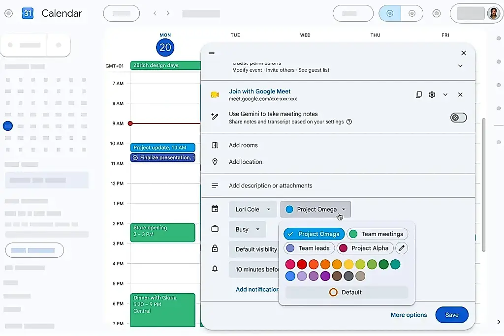 Google Calendar расширяет палитру: 200 цветов для событий