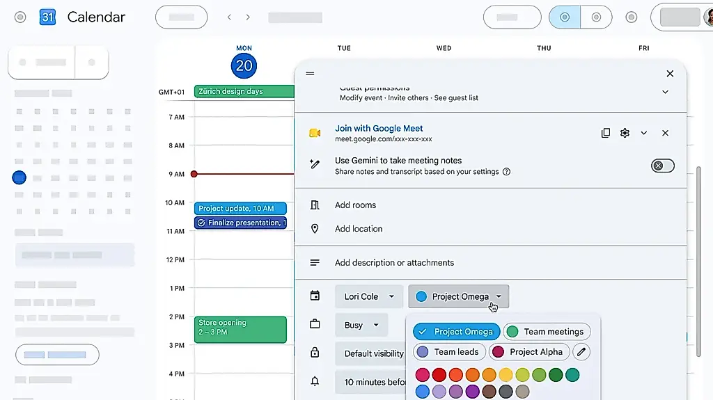 Google Calendar теперь позволяет использовать любые цвета для событий