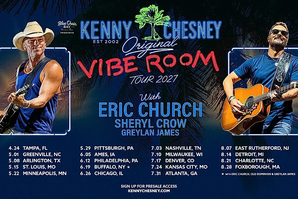 Kenny Chesney возвращает стадионы: тур 2027 соберёт Eric Church и Sheryl Crow
