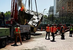 Vaillancourt Fountain Catches Fire During Controversial Removal