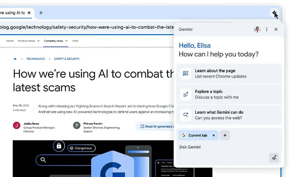 Gemini теперь доступен бесплатно в Chrome