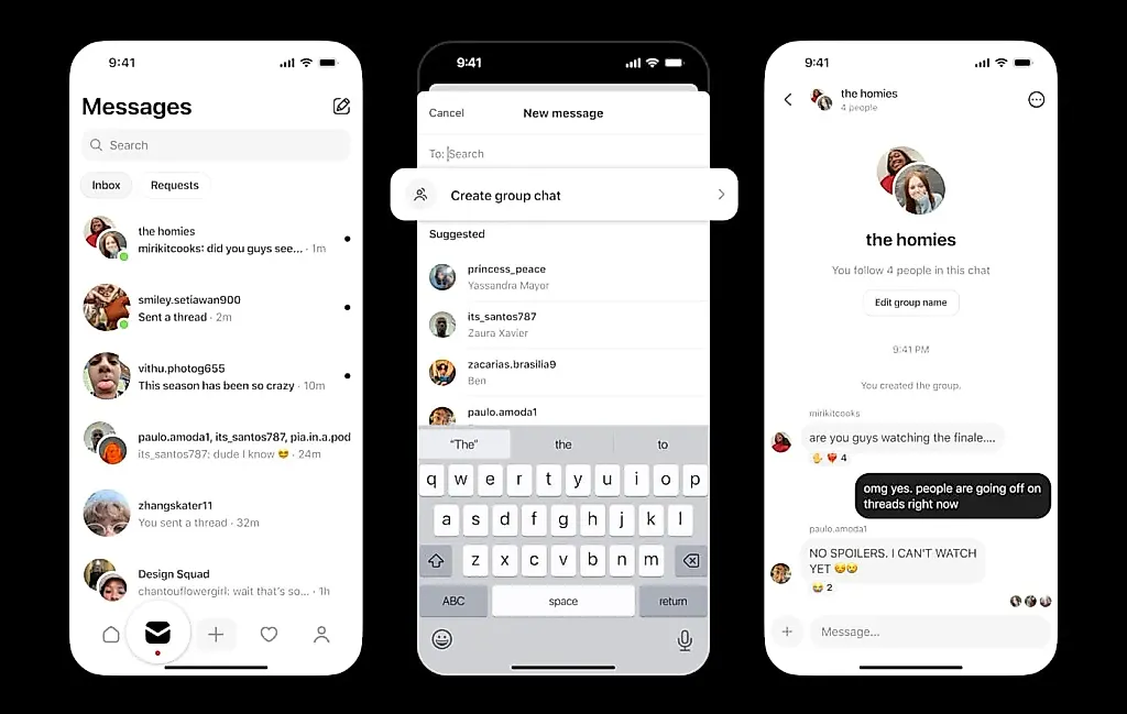 Threads запускает групповые чаты в DM