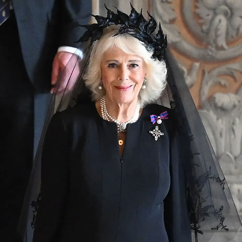 Queen Camilla носит брошь Елизаветы II во время визита к Папе