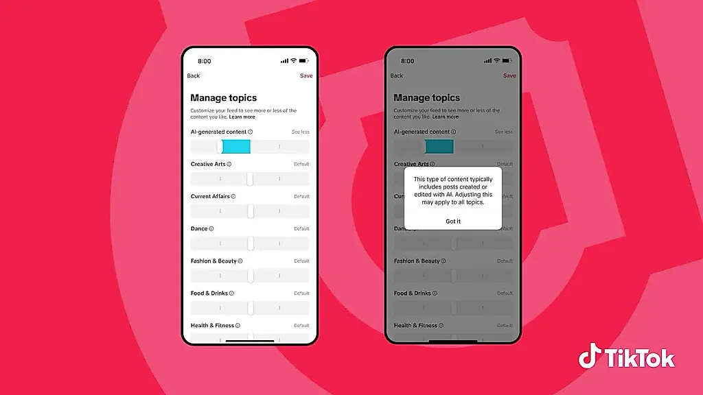 TikTok даст пользователям контроль над ИИ-контентом