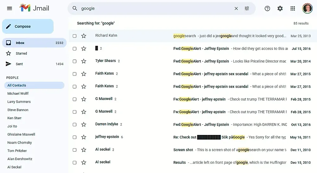 Jmail: почта Эпштейна