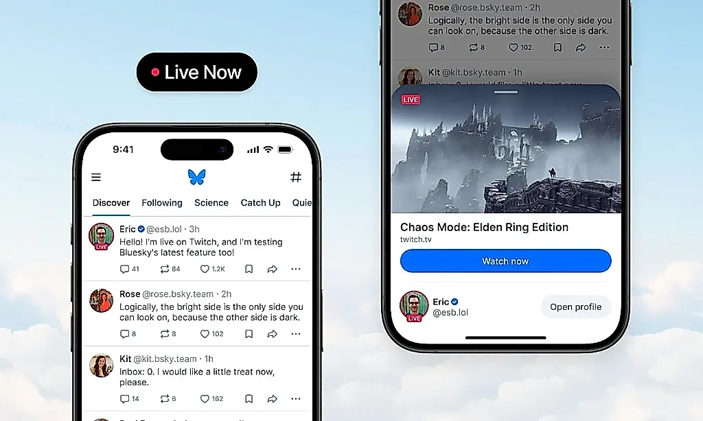 Новое на Bluesky: бейдж «Live Now» и cashtags для всех