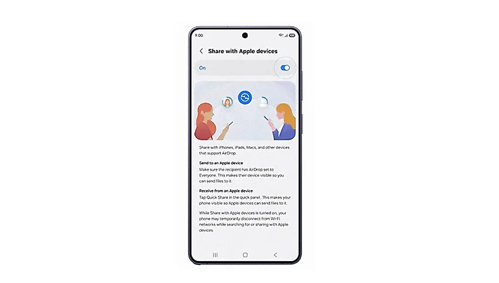 Samsung добавляет AirDrop в Galaxy S26
