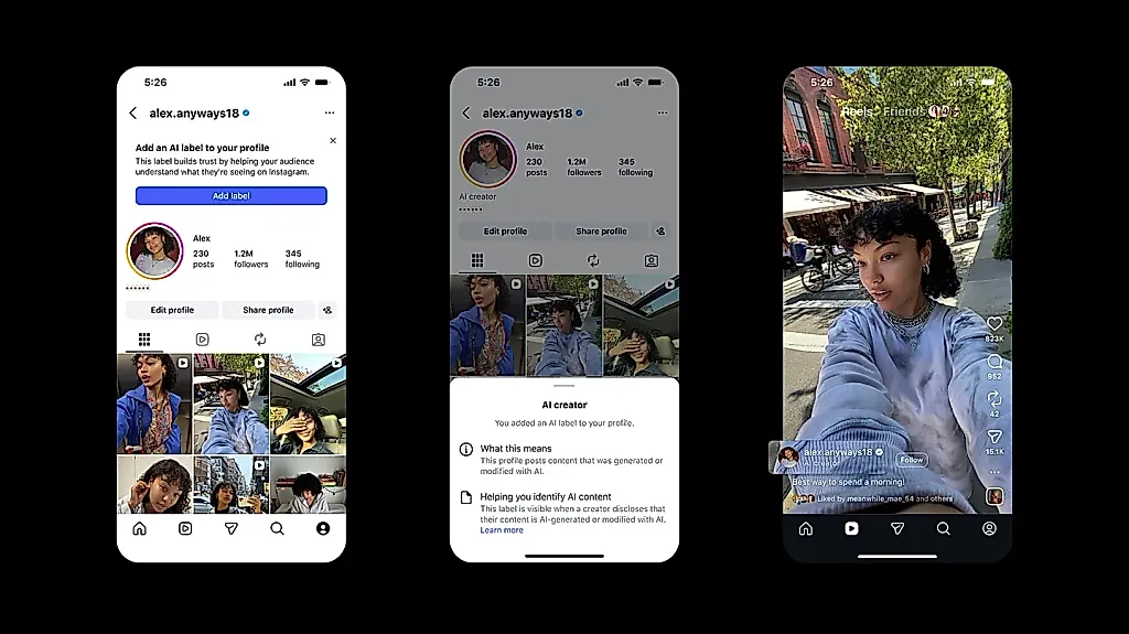 Instagram тестирует добровольные маркировки «AI creator»