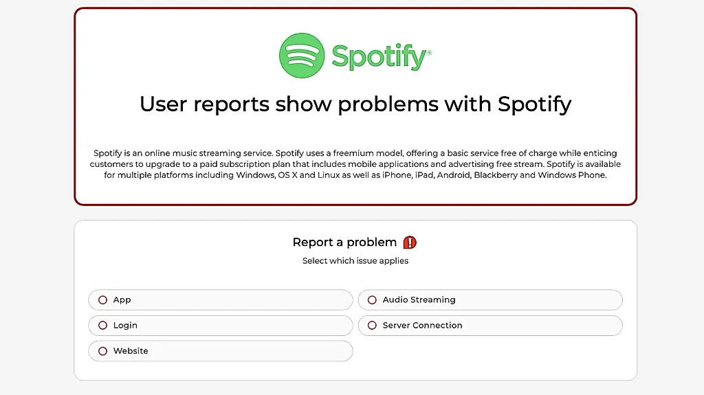 Spotify временно не работает для некоторых пользователей