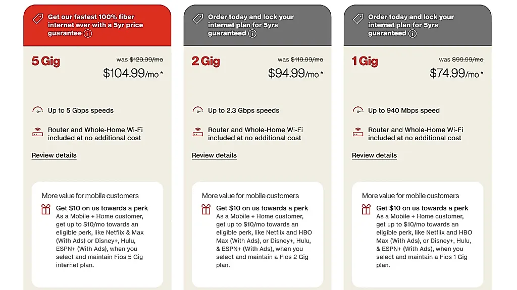 Verizon Fios увеличивает скорость до 5 Гбит/с