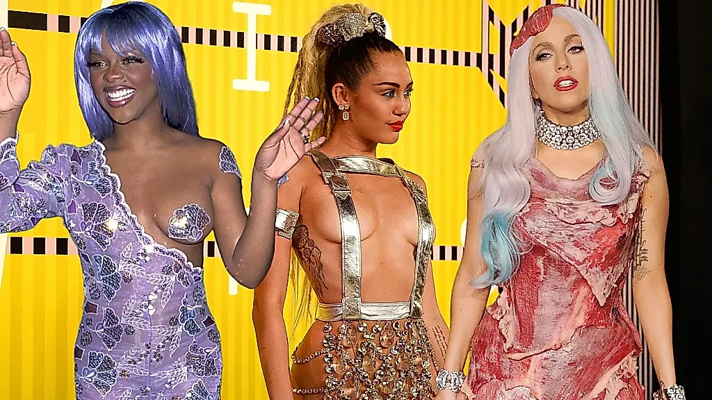 44 самых безумных образа MTV VMAs: от мясного платья Lady Gaga до брони Chappell Roan