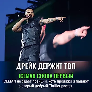 Дрейк остаётся королём американских чартов со своим альбомом ICEMAN второй неделю подряд