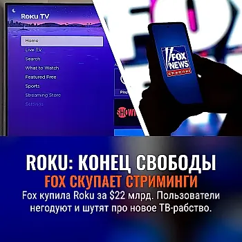 Fox покупает Roku за $22 млрд: пользователи возмущены