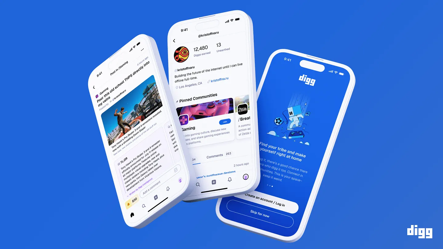 Возвращение Digg: Изменения с помощью AI и старых добрых друзей
