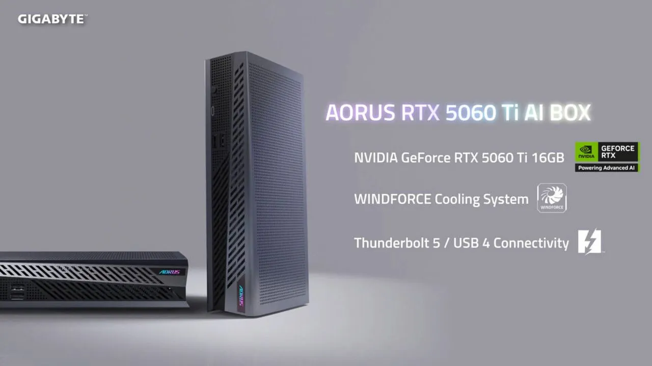 Gigabyte представила Aorus RTX 5060 Ti AI BOX: компактная внешняя видеокарта