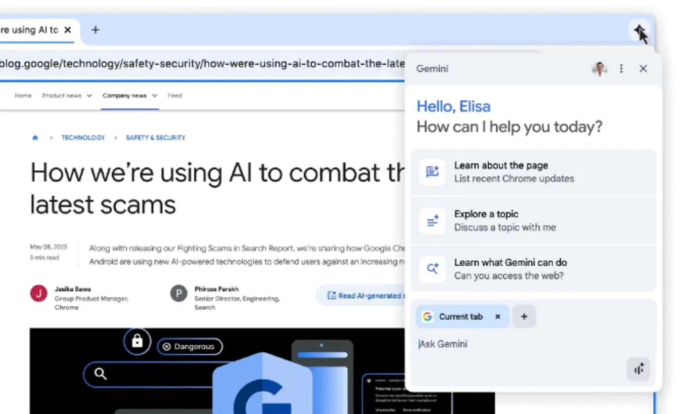 Gemini теперь доступен бесплатно в Chrome