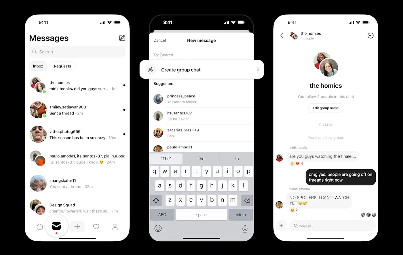 Threads запускает групповые чаты в DM