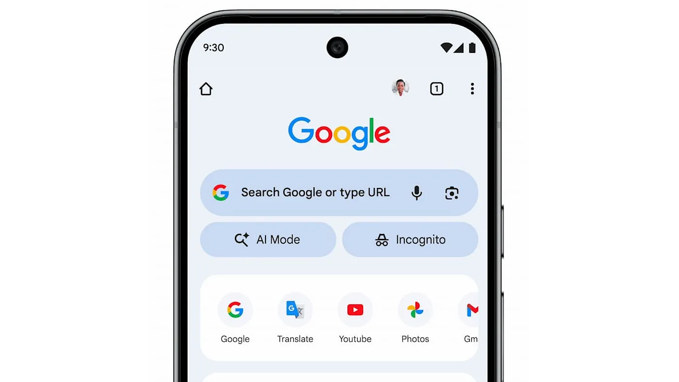 Google добавляет ярлык AI Mode в Chrome на мобильных устройствах