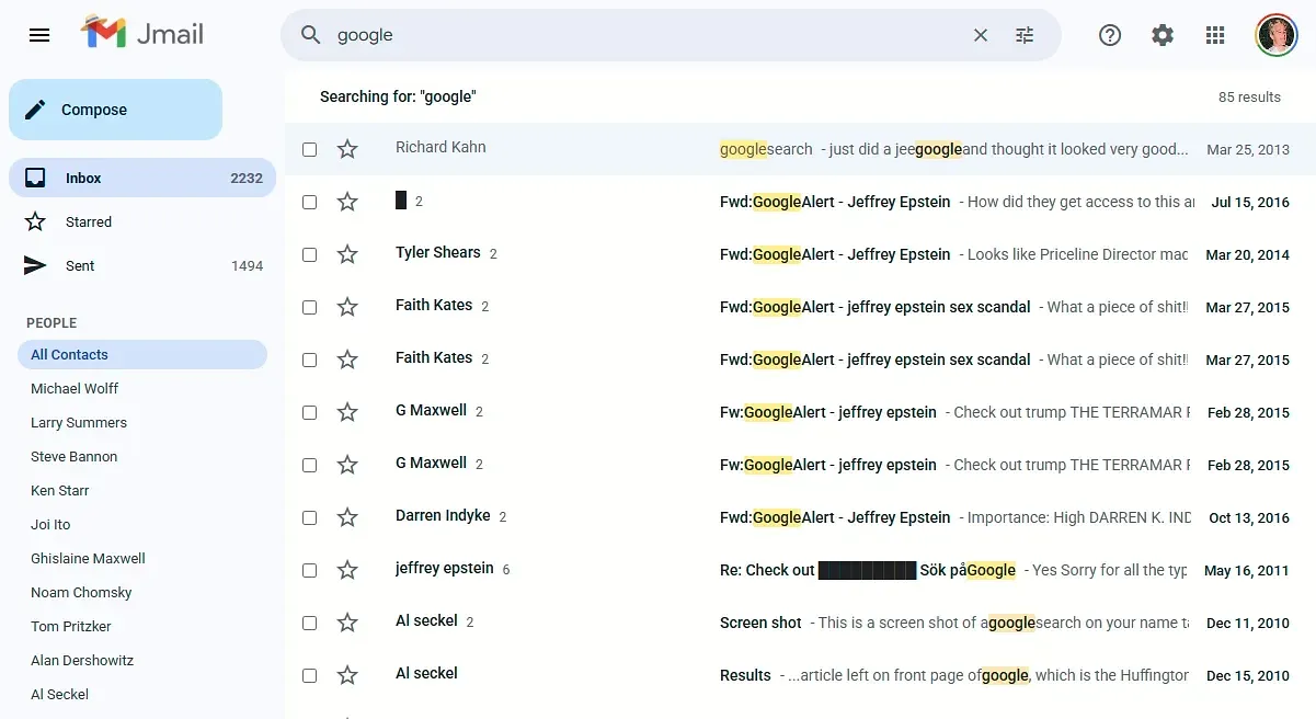 Jmail: почта Эпштейна