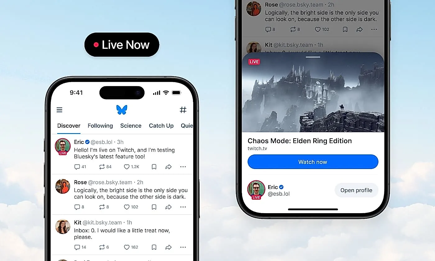 Новое на Bluesky: бейдж «Live Now» и cashtags для всех