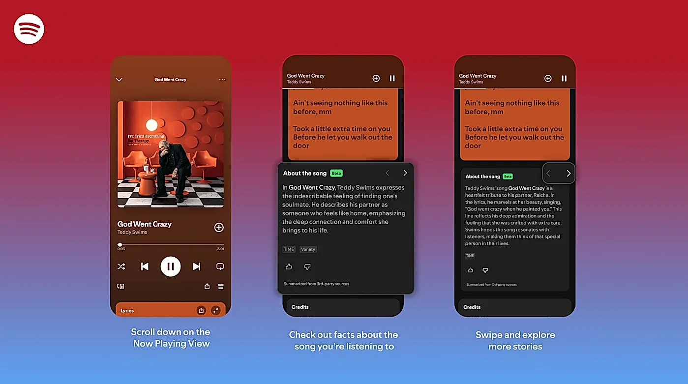 Spotify добавил свайпы в песни