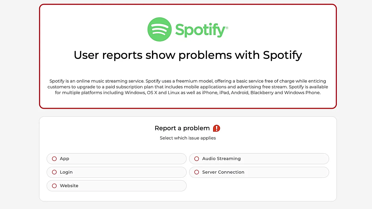 Spotify временно не работает для некоторых пользователей