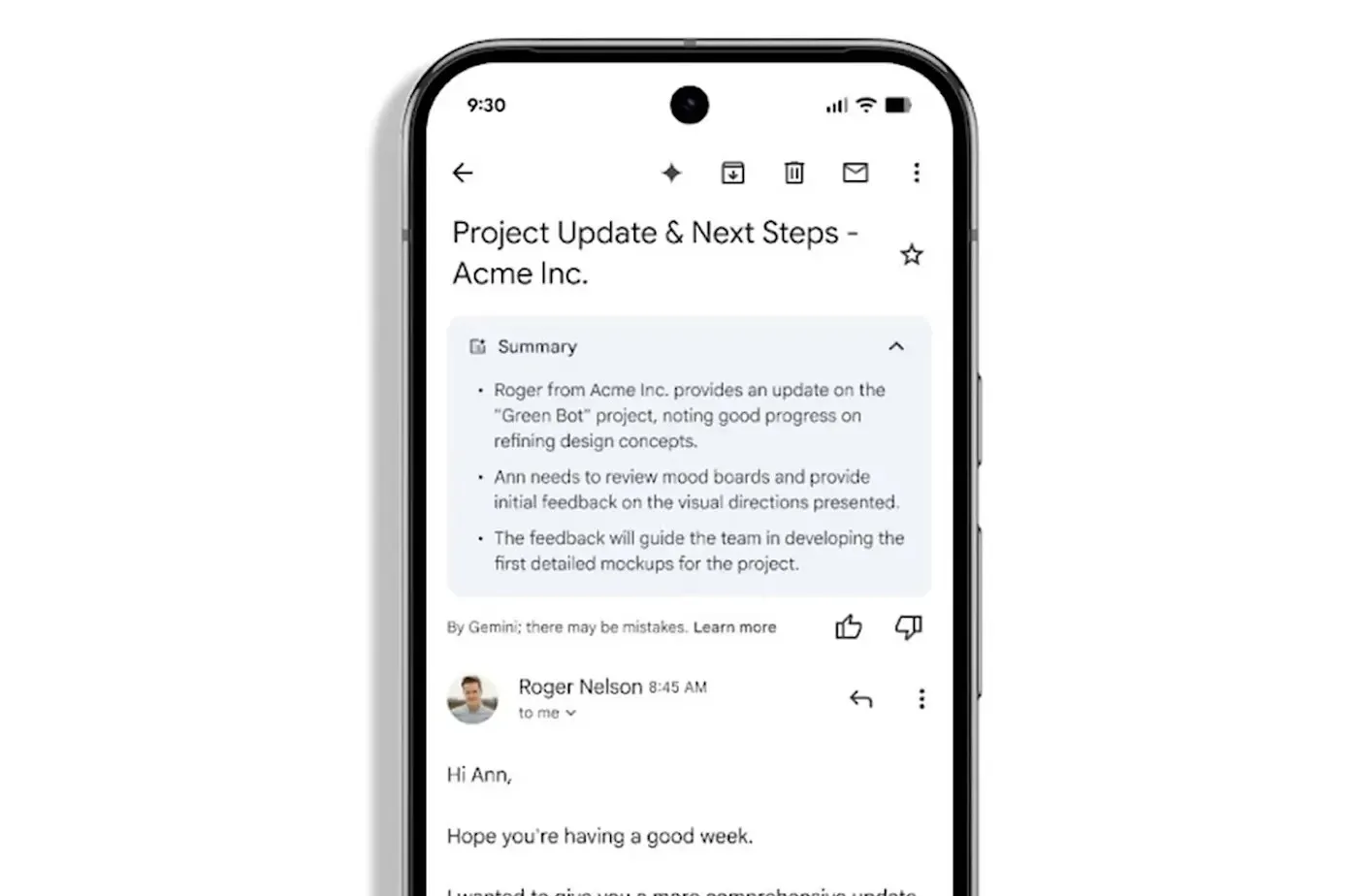 Где резюме? Gmail научился делать сводки писем!